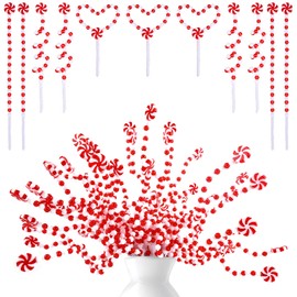 HOHOTIME 30Pcs Candy Cane Christmas Decorations, Red White Straight Christmas Tree Picks Ornaments, Candy Cane Christmas Tree Decorations for Vase Garland Wreath DIY Craft Xmas Tree Topper Home Decor