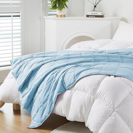 MOTRIP Weighted Blanket Full Size, Soft Machine Washable Bed Blanket with Premium Glass Beads, 48''x72'' 7lbs Blue