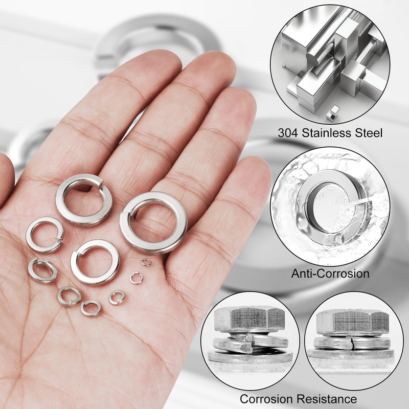 Celepoir 650 Pcs Spring Lock Washers, Spring Washers Stainless, Rectangular