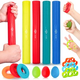 DICYWUDI Flex Therapy Bar and Grip Strength Trainers set, Physical Therapy & Resistance Bar for Golfers Elbow,Tendinitis,Wrist,Forearms Pain, Improve Grip Strength and Relieve Pain