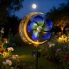 Solar Powered Wind Spinner Stake Light, Warm White LED Moon