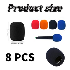 Pack of 8 Pop Protection Microphone, Colourful Microphone Cover, Microphone Wind Protection, Pop Filter, Microphone Protection Foam, Foam Covers, Noise Filter, Universal Washable Wind Protection for