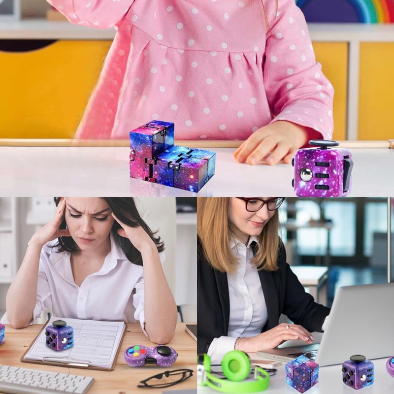 3PCS Fidget Cube, Cube Anxiety Relief Toy, Relaxing Toys Six
