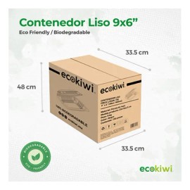 Contenedor Liso 9x6 Pulgadas Desechable Biodegradable 150pzs                                                                                          