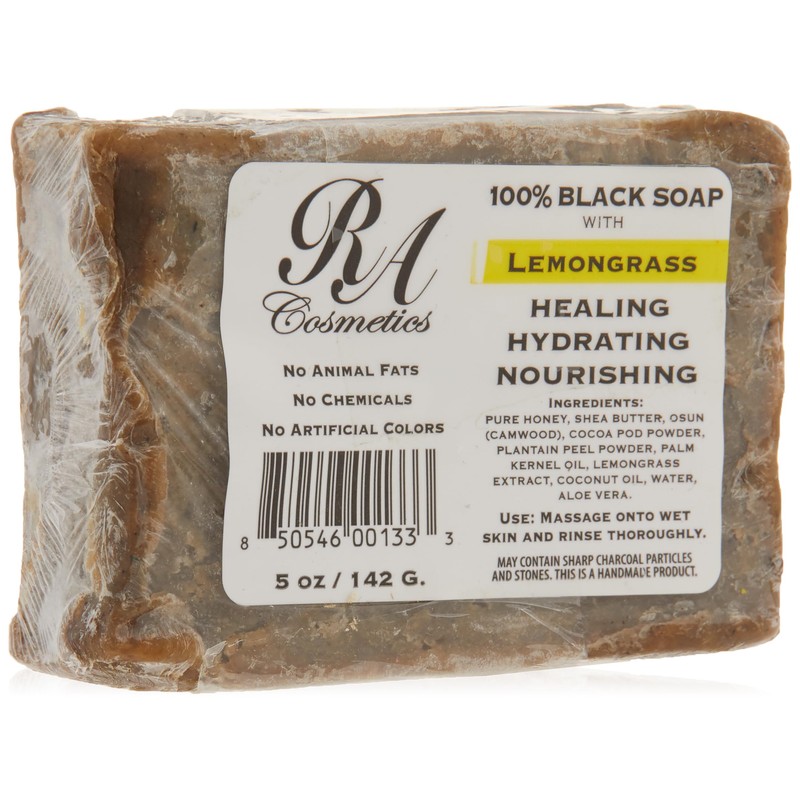 RA Cosmetics 100 Black Soap, Lemon Grass, 5 oz