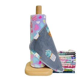 Gecocious Paper Towels Reusable Cotton Cloths-12 PACK Surprise Prints Absorbent Kitchen Cloth Paper Towels Washable Roll-Zero Waste Alternative Napkins 10x12 Inches (Only Towels)