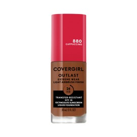 Covergirl Outlast Extreme Wear 3-in-1 Full Coverage Liquid Foundation, SPF 18 Sunscreen, Cappuccino, 1 Fl. Oz.