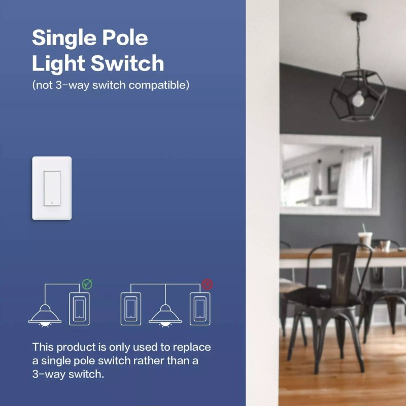 Aqara Smart Light Switch (No Neutral, Single Rocker), Requires AQARA