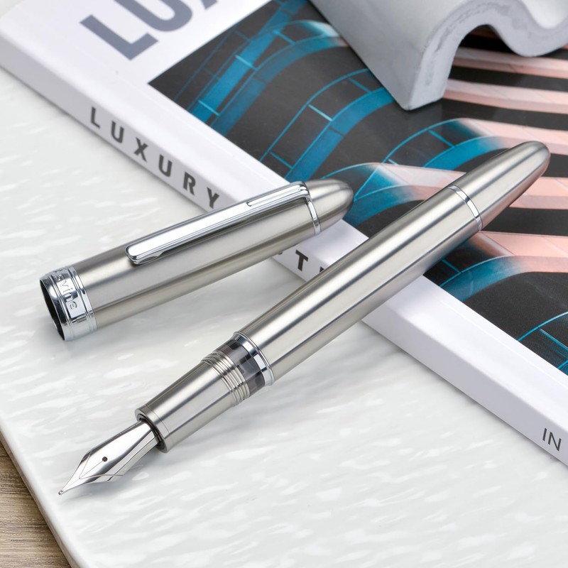Asvine J16 Solid Titanium Fountain Pen Medium Jowo Nib Piston
