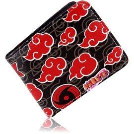 Roffatide Anime Naruto Wallets Akatsuki Red Cloud Sharingan Anti Leaf Wallets Artificial Leather Slim Bi-Fold Wallet Multi Purpose Wallet