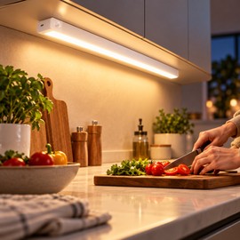 Rechargeable Motion Sensor LED Bar Light for Cabinets – Magnetic 3-Color Cordless Night Light for Kitchen, Closet & Hallway