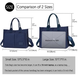 VODIU Large Canvas Tote Bags for Women with Pockets,Laptop Tote Bag Crossbody Purse Shoulder Handbag for Work Travel Beach Gym
