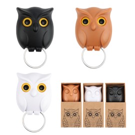 Key Hooks Owl, Pack of 3 Key Owl, Key Hooks for Wall, Magnetic Owl Key Holder, Automatic Open Close Eyes Design, Magnetic Key Holder, No Drilling, for Home, Office, Hanging