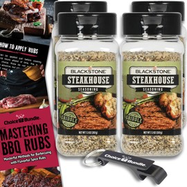 Blackstone Steakhouse Seasoning – Gourmet Griddle Premium Barbecue Rub 4 Pk (29.2 oz) + BBQ Masters & Opener (6 Items)!