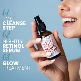Retinol Serum for Face with Hyaluronic Acid – Lightweight Night Serum for Smoother, Radiant-Looking Skin – Improves the Appearance of Fine Lines & Uneven Tone – 2 oz