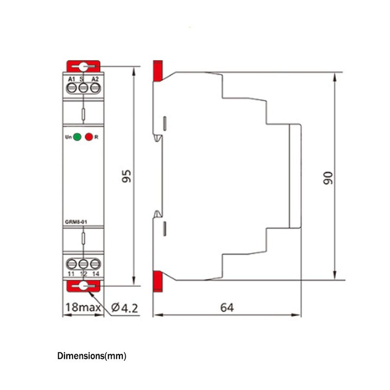 EVTSCAN Compact DIN Rail Latching Relay, 2 SPDT 16A, LED