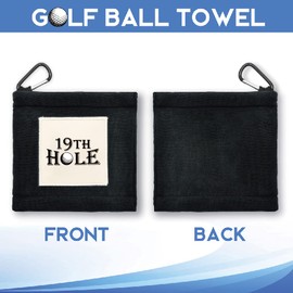 GEYGIE 19Th Hole Portable Microfiber Double Layer Pocket Golf Towel with Clip, Funny Golf Towel for Men Dad, Golf Accessories for Men Dad, Funny for Golf Fan