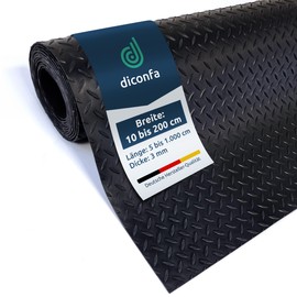 diconfa Rubber Mat Diamond Tear Plate 3 mm Thick - Width 0.1 m to 2 m - Length 0.05 m to 10 m - Selection 1.1 m (1100 mm) x 0.2 m (200 mm) - Sold by the Metre Rubber Mats Non-Slip Mat Rubber Runner