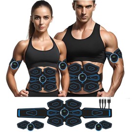 Queath EMS Abdominal Muscle Trainer, ABS Trainer Muscle Stimulator, 8 Modes & 18 Intensities For Abdominal/Arm/Leg/Hip Training, EMS Muscle Stimulator, Electric Abdominal Muscle Toner