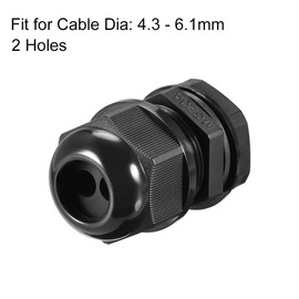 uxcell M20 Cable Gland 2 Holes Waterproof IP68 Nylon Joint Adjustable Locknut for 4.3-6.1mm Dia Wire