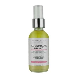 Nuestra Tierra Cosmética Desmaquillante Bifásico, Limpiador Facial con Jazmín y Jojoba, para Todo Tipo de Piel, 60ml
