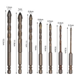 VOSSOT Exzenterbohrer Sägezahn Metallbohrer Set 7 Teilig, Steinbohrer Set Aus Legierung für Beton, Glas, Keramik, Metall,Powerbit, Anti-Rutsch-Design, Betonbohrer Set Bohrer für Heim- und Handwerker