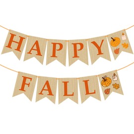OHOME Fall Decorations for Home - Happy Autumn Pumpkin Banner for Indoor Outdoor | Maple Leaves Garland Backdrop for Outside - Hanging Party Favors Supplies for Birthday | Fall Decor