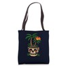 Skull Palm Tree Tropical Beach Sunset Vibes Old School Tote