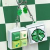 Square acrylic keyring bag ring green fortune design keycap decoration