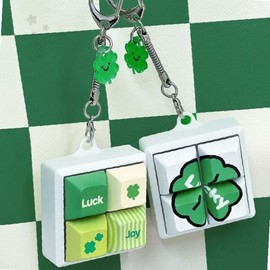 Square acrylic keyring bag ring green fortune design keycap decoration prop pouch keychain 003 / 네모 아크릴 키링 가방고리 그린 포춘 디자인 키캡 장식 소품 파우치 열쇠고리 003