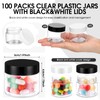 Meanplan 100 Pcs 2 oz Plastic Container Jars Clear Round