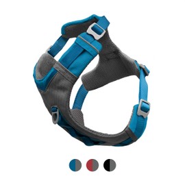 Kurgo Dog Harness for Medium, & Small Active Dogs, Pet Hiking Harness for Running & Walking, Everyday Harnesses for Pets, Reflective, Journey Air, Blue/Grey 2018, Large