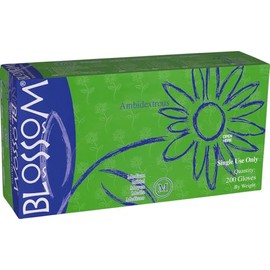 Blossom BM 42197-N-PF Dark Blue Gloves, Size M, 200 Gloves per Box; Textured Fingertips; Ambidextrous Design; 4 mil Thick; Single Use Only