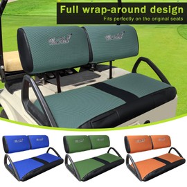 WEIMELL Golf Cart Seat Covers Fit Club Car DS Pre-2000 Front Seat Covers for Regular Cushion Breathable Thicken Mesh with Vinyl Leather No Nail Gun Easy to Install Black & GrayBlue