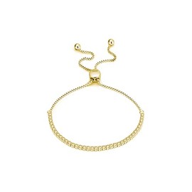 Sparkling tennis deluxe bracelet, women's bracelet with sparkling crystals, 925 silver, sliding tennis bracelet for women, silver, gold and rose gold, Silver, gold