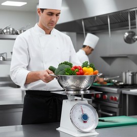 TrueCraftware- 100 lb. Mechanical Kitchen Flat Platform Weighing Food Scale- Heavy Duty Portion Control Mechanical Kitchen and Food Scale Industrial Dial Scale for Kitchens and Restaurants