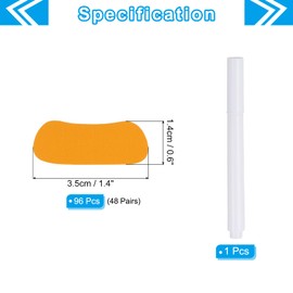 PATIKIL 48 Pairs Sports Eye Black Stickers, Under Eye Black Strips Football Face Stickers Breathable Eyeblack Sticker with 1 Pcs White Pencil for Baseball Fans on Game Day, Orange