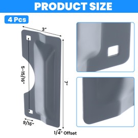4 PCS Door Latch Guard Plate, 3 X 7'' Door Latch Protector, Doors Lock Plate Cover, Electroplated Sand Carbon Steel, Against Forced Entry, Easy to Install, Gray