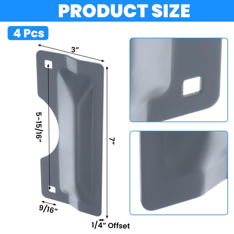 4 PCS Door Latch Guard Plate, 3 X 7'' Door