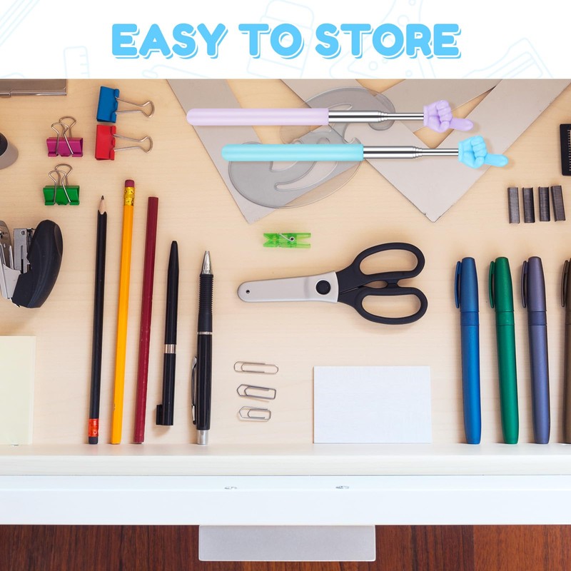 Piriuuo Pack of 2 Extendable Pointer Sticks, Colourful Finger Shape,