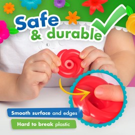 SuccessHunters BilyByp Toys Flower Garden Building Set - 158pcs, Age 3-6, Unisex, Yellow, Floral Theme, Easy Storage