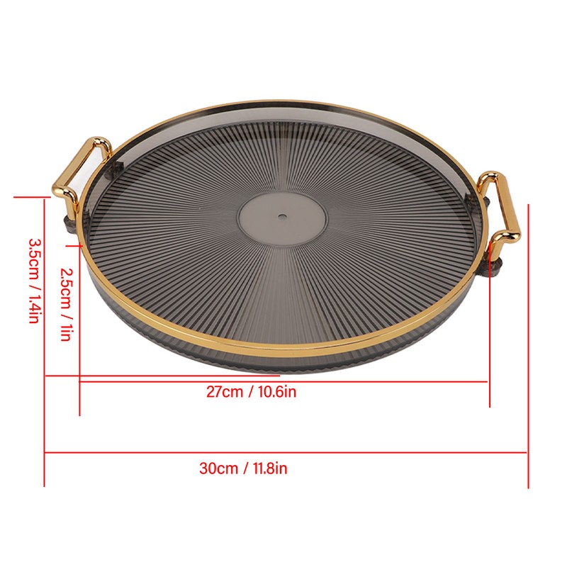 Round Tray with Gold Handle Elegant Multi Functional Golden Rim