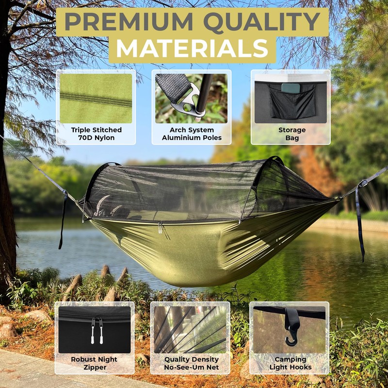 ADVOKAIR Camping Hammock with Mosquito Net Up to 500lbs, Ultralight