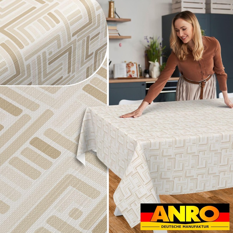 ANRO Moderna Oilcloth Tablecloth Wax Tablecloth Washable Garden Tablecloth Round
