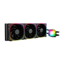 Geometric Future Eskimo Pro - 420mm AIO CPU Liquid Water Cooler- RGB PWM Squama 2503B 140mm Fan x 3- Fit Intel® LGA 1700, AMD®AM5 - Black- (GEO-EP-42B)