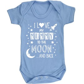 Hippowarehouse I Love My Mummy to The Moon and Back (Blue) Baby Vest Bodysuit (Short Sleeve) Boys Girls