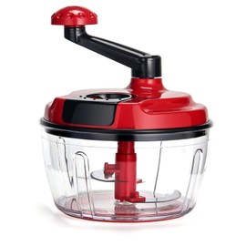 Multi-Functional Manual Food Processor,8 Cup Hand-powered Crank Chopper,Mincer Blender with Clear Container,for Vegetables Meat Fruits Nuts Herbs Onions (Without Base)