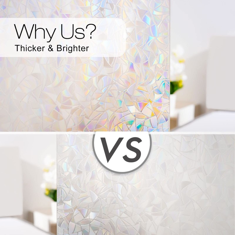 rabbitgoo rabbitgoo Window Privacy Film, Rainbow Window Clings, 3D Decorative