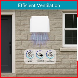 Outdoor Dryer Vent Cover with Mesh 6x6 inch - Metal Wall Rain Cover with Bird Protection Guard - White Vent Hood with Grid - Weatherproof Exhaust Grille for Duct Openings