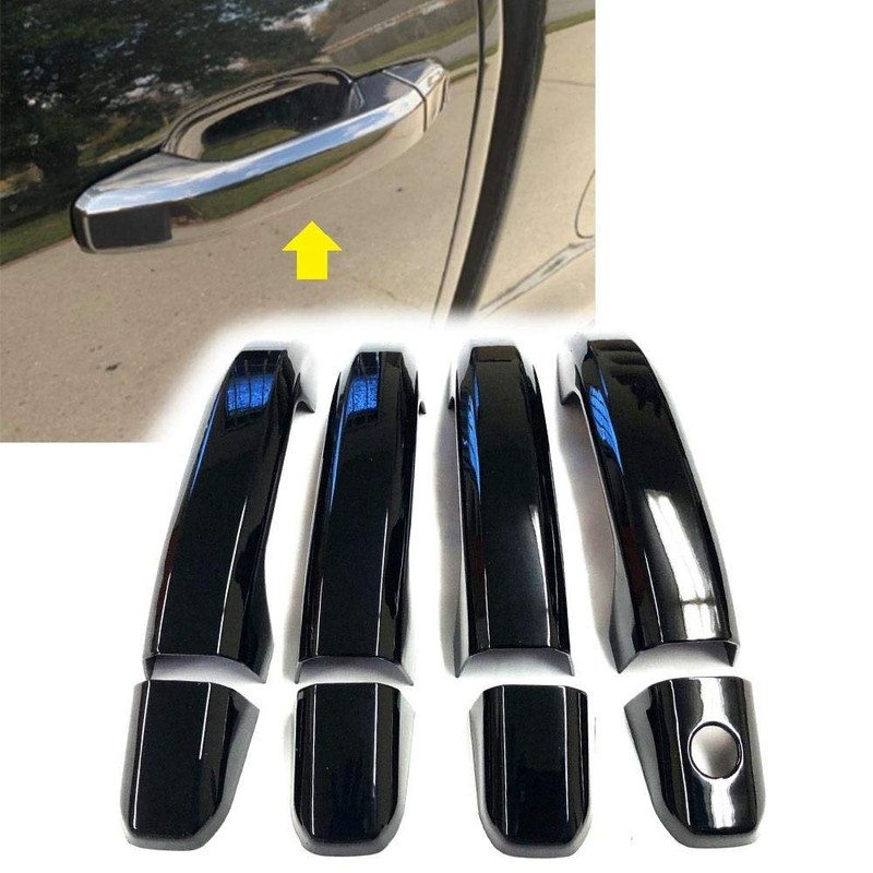 Overun Glossy Black Painted Side Door Handle+Tailgate with Backup Camera